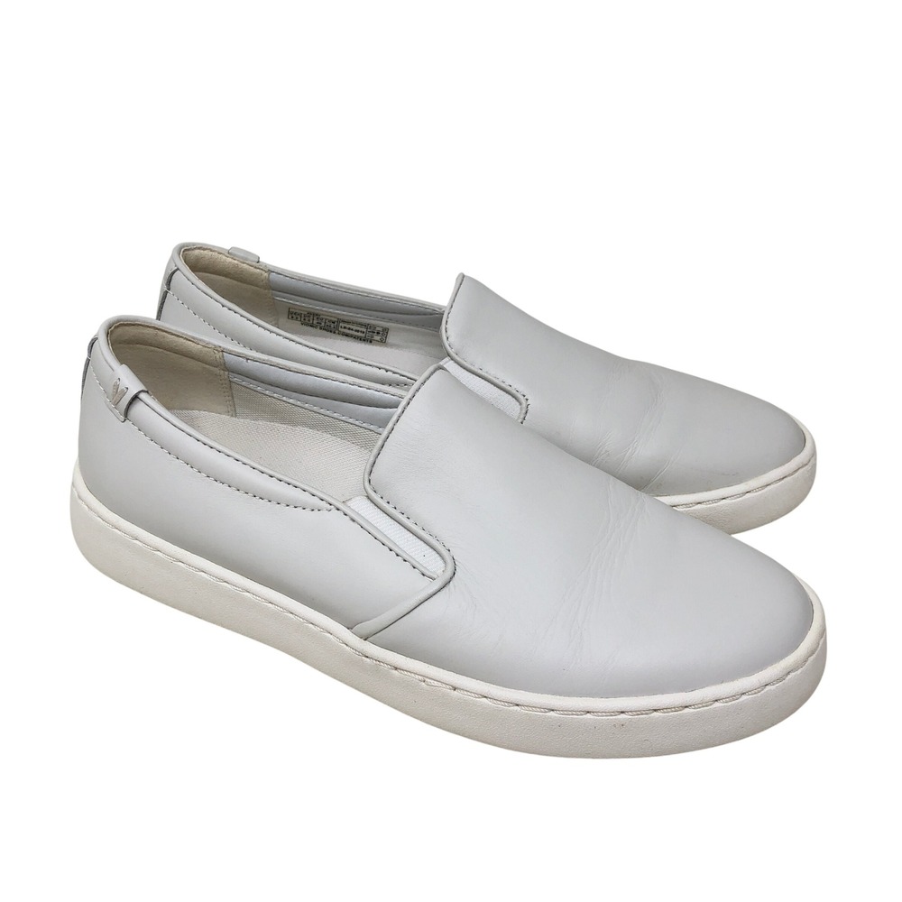 Vionic Womens 8.5 Avery Slip On Shoes Light Grey Leather Orthopedic Comfort